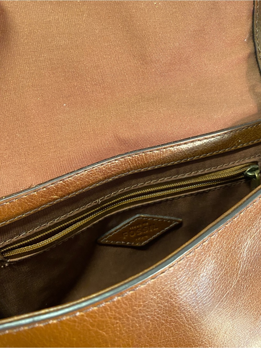 FOSSIL Women's Brown Leather Tassel Crossbody Bag | Western Bohemian Style - Picture 7 of 16